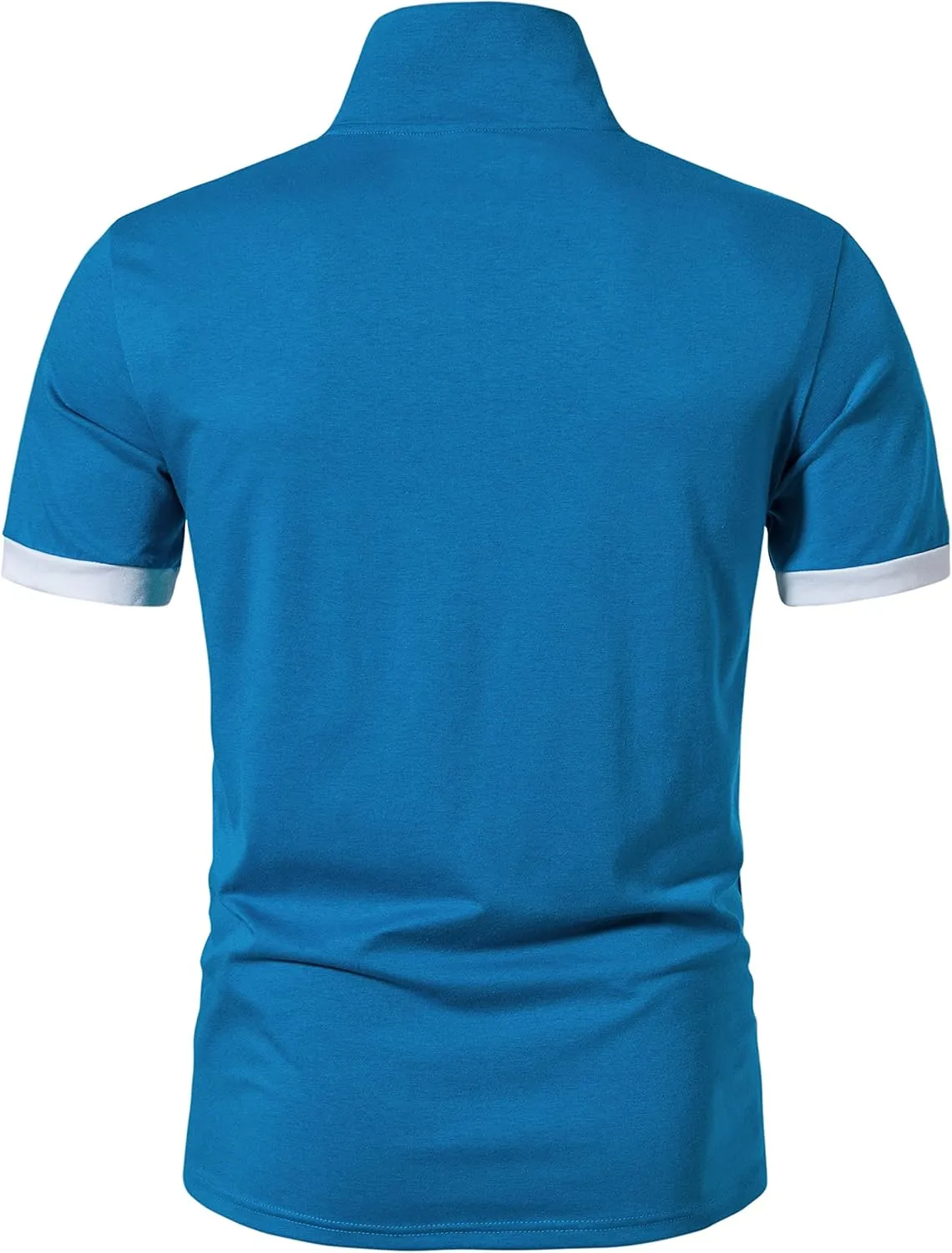 A WATERWANG Men's Short Sleeve Polo Shirts, Slim-fit Cotton Golf Polo Shirts Basic Designed