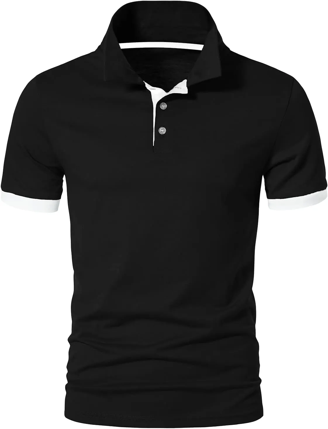 A WATERWANG Men's Short Sleeve Polo Shirts, Slim-fit Cotton Golf Polo Shirts Basic Designed