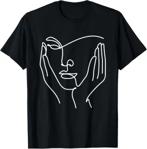 Aesthetic Line Art Woman Abstract Fashion Minimalist Drawing T-Shirt