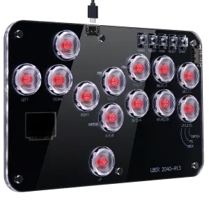 Arcade Stick Game Keyboard R13, Leverless Controller Arcade Stick with Turbo & Custom RGB, Silent All-Button Arcade Controller Street Fight for PC/PS3/PS4/Switch/Steam-Support Hot Swap & SOCD(Black)