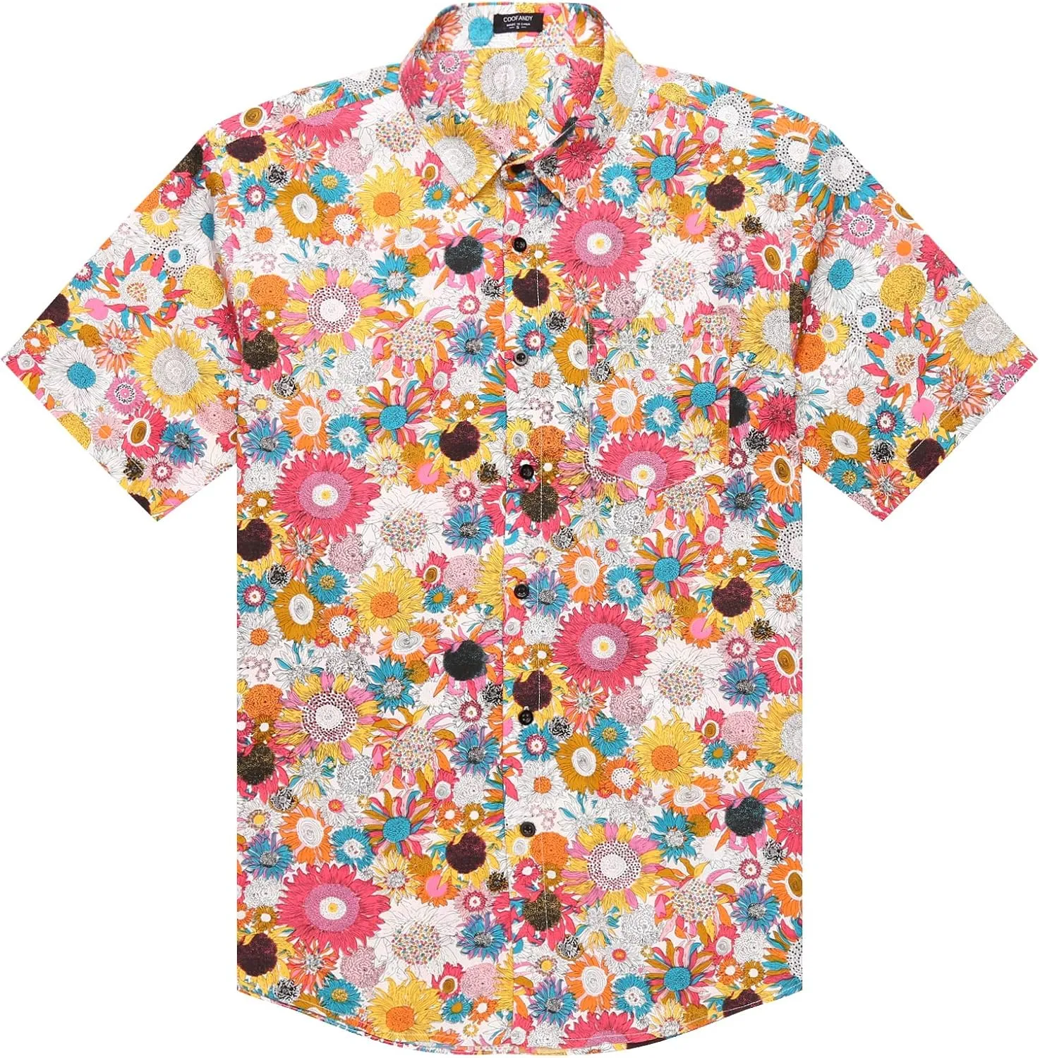 COOFANDY Mens Hawaiian Tropical Shirt Short Sleeve Casual Button Down Floral Summer Beach Shirts with Pocket