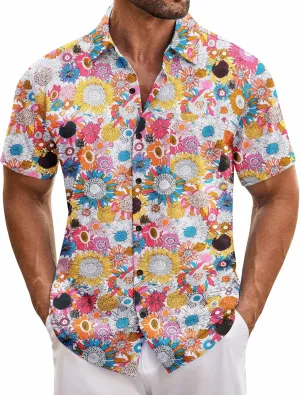 COOFANDY Mens Hawaiian Tropical Shirt Short Sleeve Casual Button Down Floral Summer Beach Shirts with Pocket