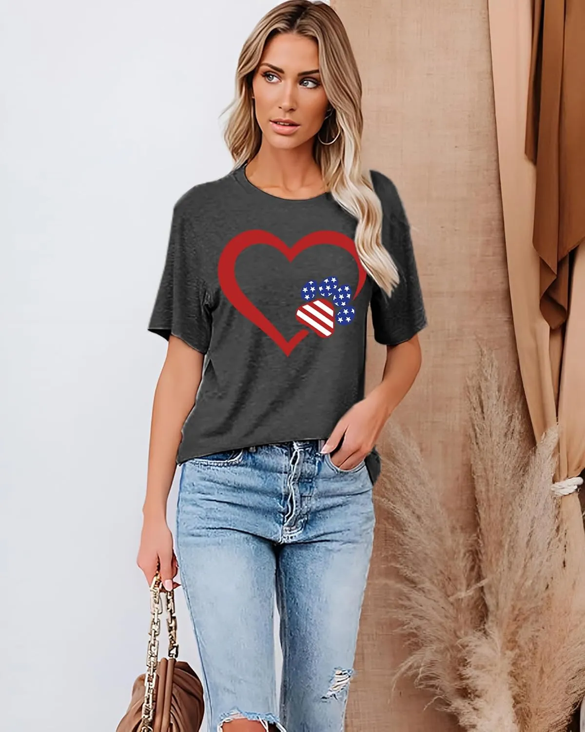 Dog Lover Shirts for Women - Cat Paw Graphic Tee Dog Mom Gifts Girls Heart Tops