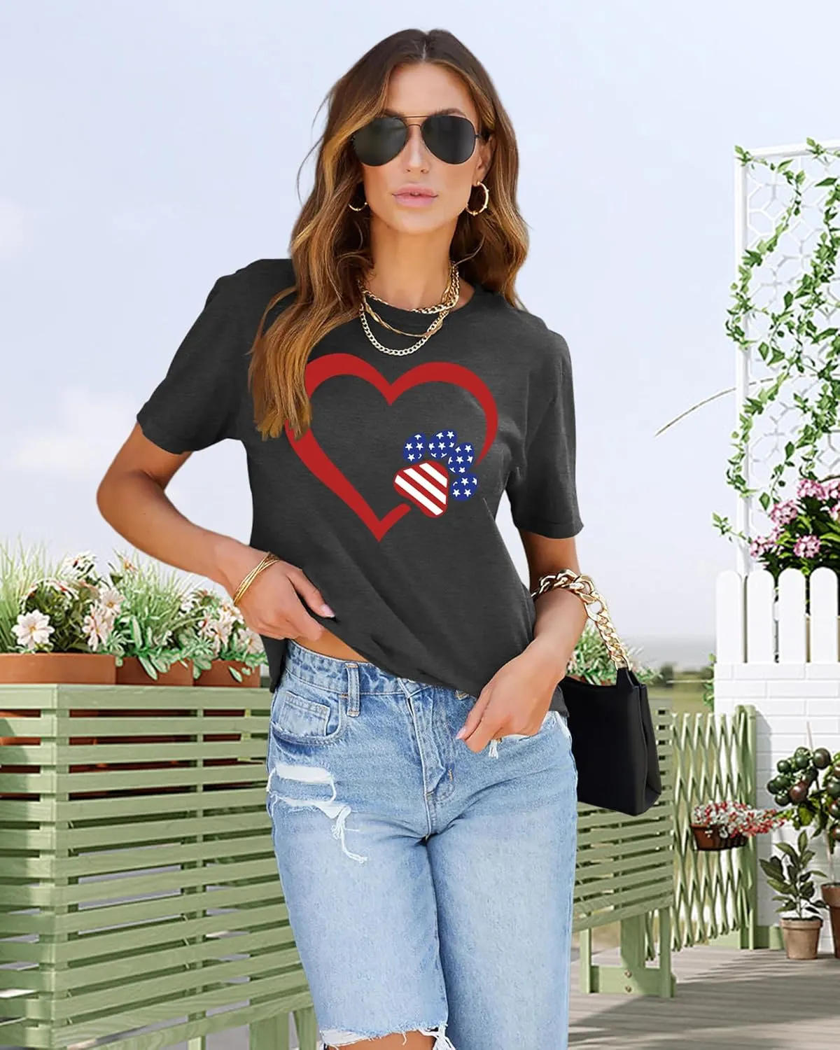 Dog Lover Shirts for Women - Cat Paw Graphic Tee Dog Mom Gifts Girls Heart Tops