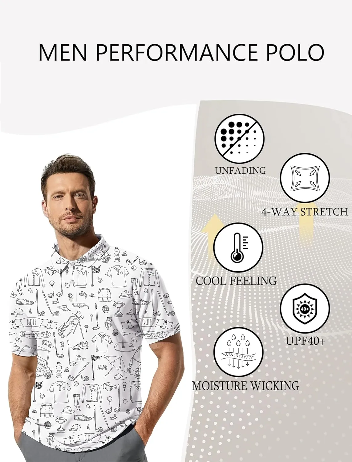 Golf Shirts for Men Funny: Hawaiian Golf Polo Shirt Dry Fit