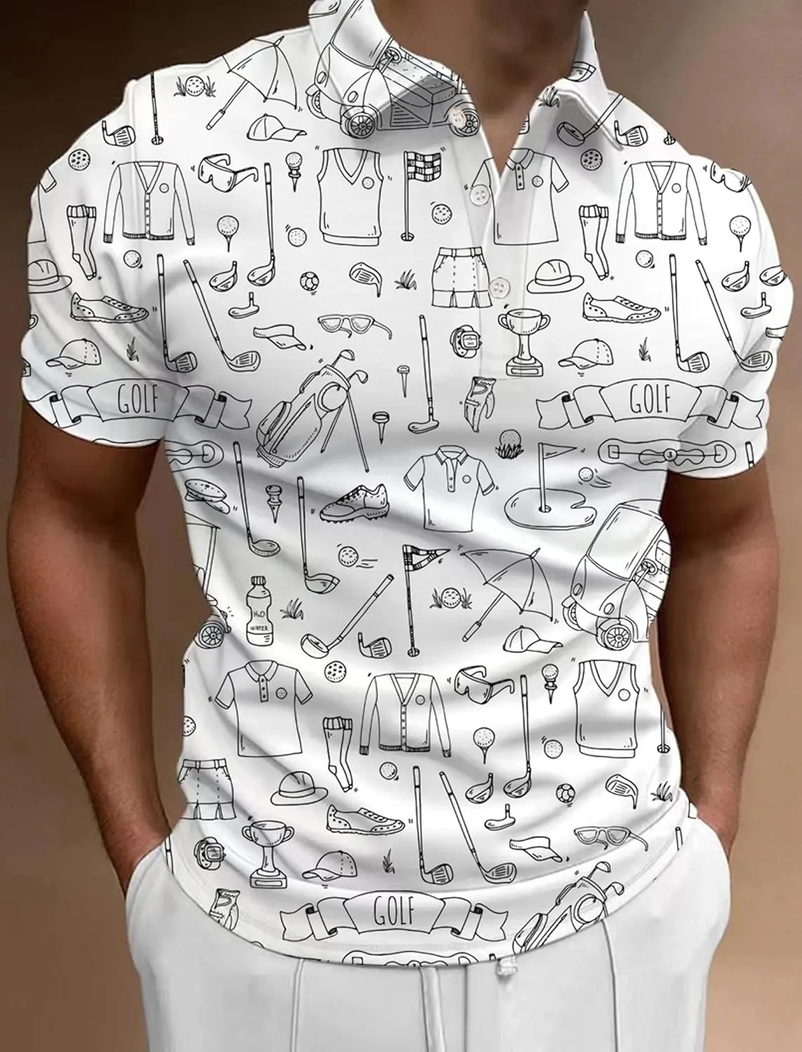 Golf Shirts for Men Funny: Hawaiian Golf Polo Shirt Dry Fit