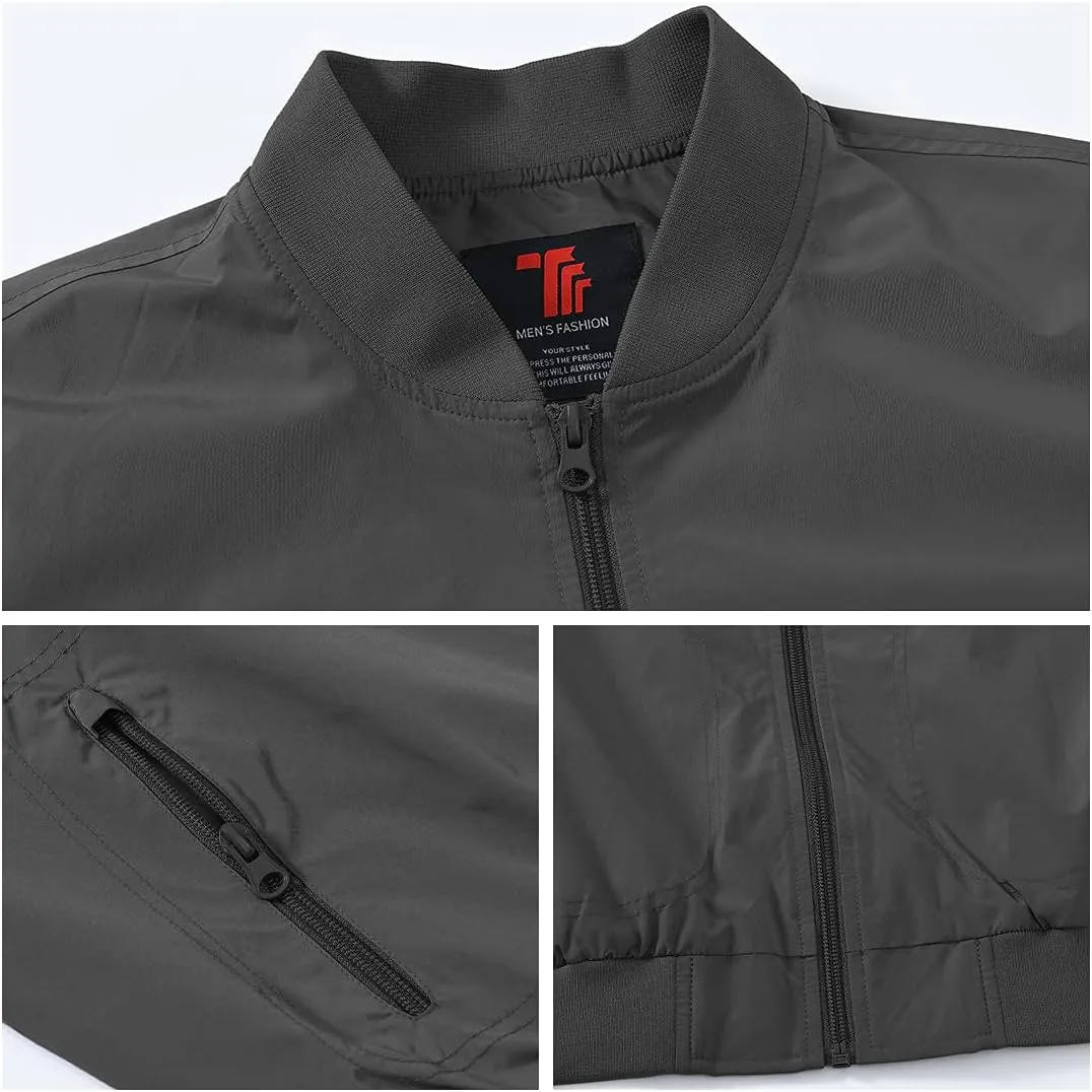 Gopune Men's Windproof Bomber Jacket Lightweight Windbreaker Outdoor Golf Fashion Coat