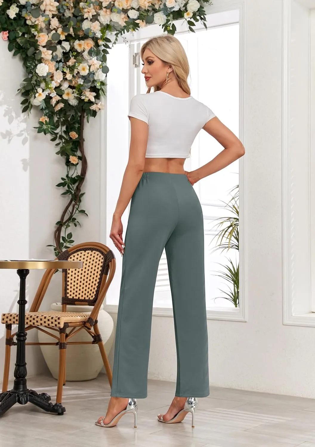 Hody Lovy Womens Dress Pants Dressy Trousers Casual Lounge Slacks Business Office Work Pants Wide Leg