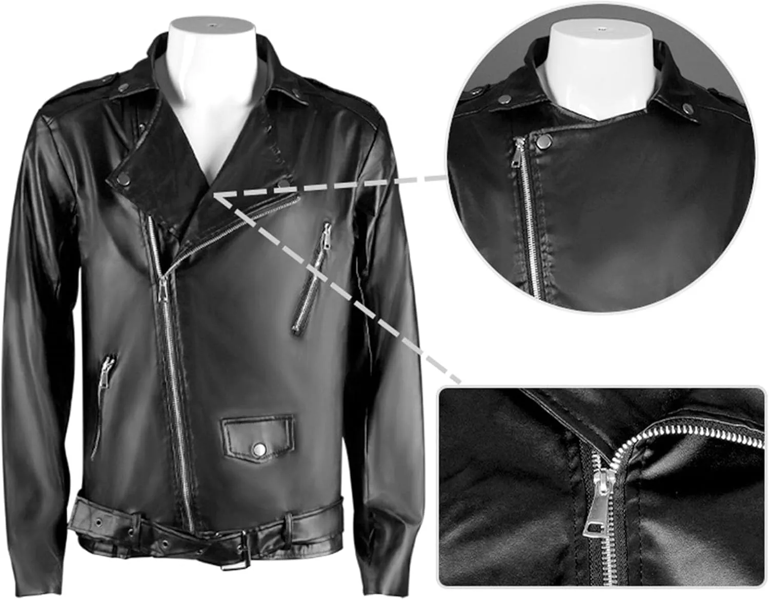 Maiyifu-GJ Mens Faux Leather Zipper Jacket Windbreaker Outerwear Motorcycle Leather Jacket Lapel Asymmetric Zip-Up Biker Coat