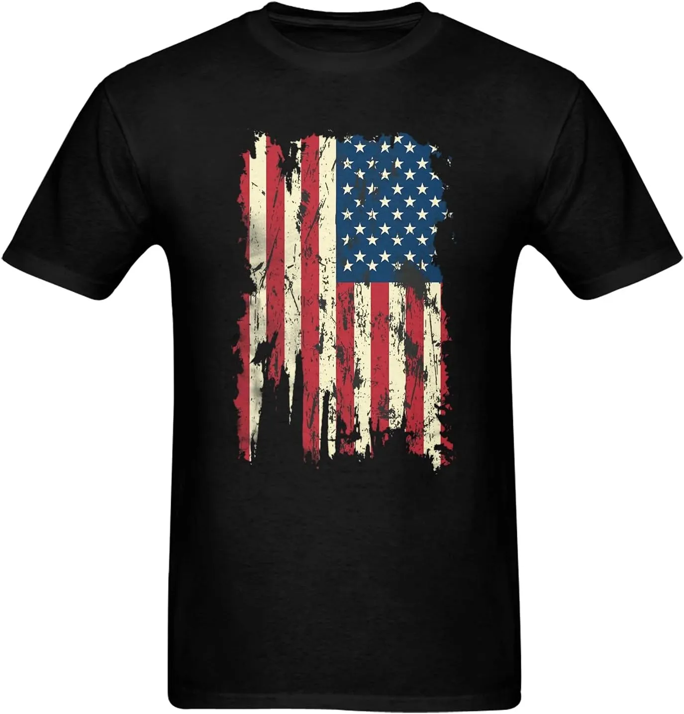 Men American Flag Patriotic Eagle T Shirt 4th of July Skull Round Neck Short Sleeve
