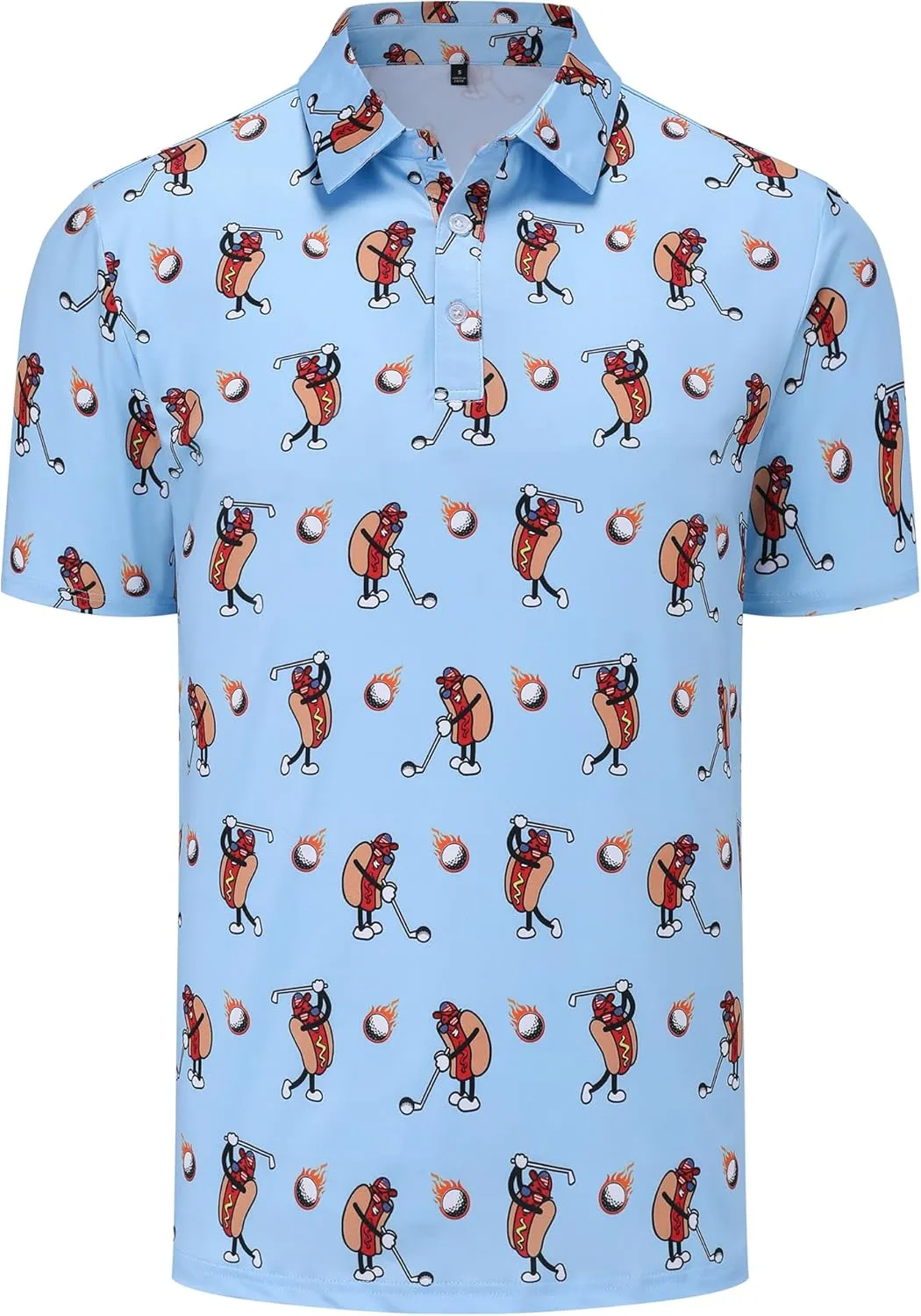 Mens Golf Polo Shirts Short Sleeve Performance Moisture Wicking Dry Fit Casual Print Funny Golf Polo Shirts for Men