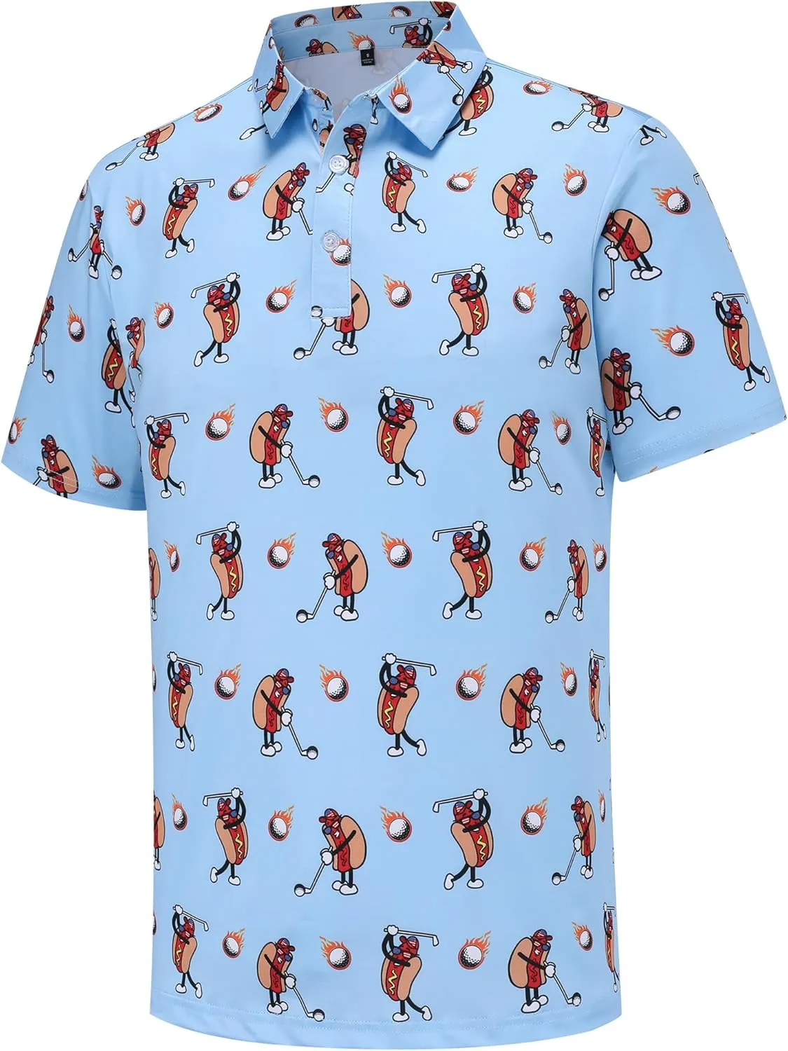 Mens Golf Polo Shirts Short Sleeve Performance Moisture Wicking Dry Fit Casual Print Funny Golf Polo Shirts for Men