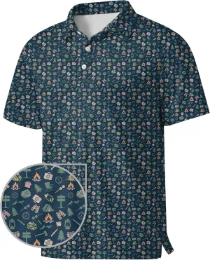Men's Golf Shirts Moisture Wicking Quick Dry Performance Golf Polo Shirts for Men Fashion Print Short Sleeve Polo Shirts