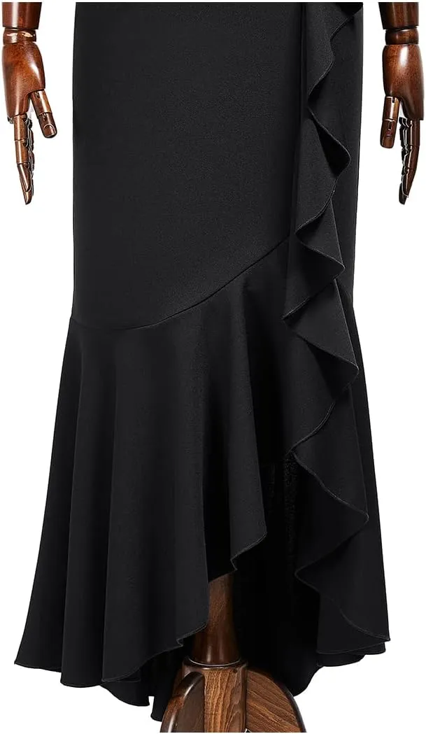 MISSMAY Women's Classy Floral Lace Ruffle Formal Bridesmaid Long Dress