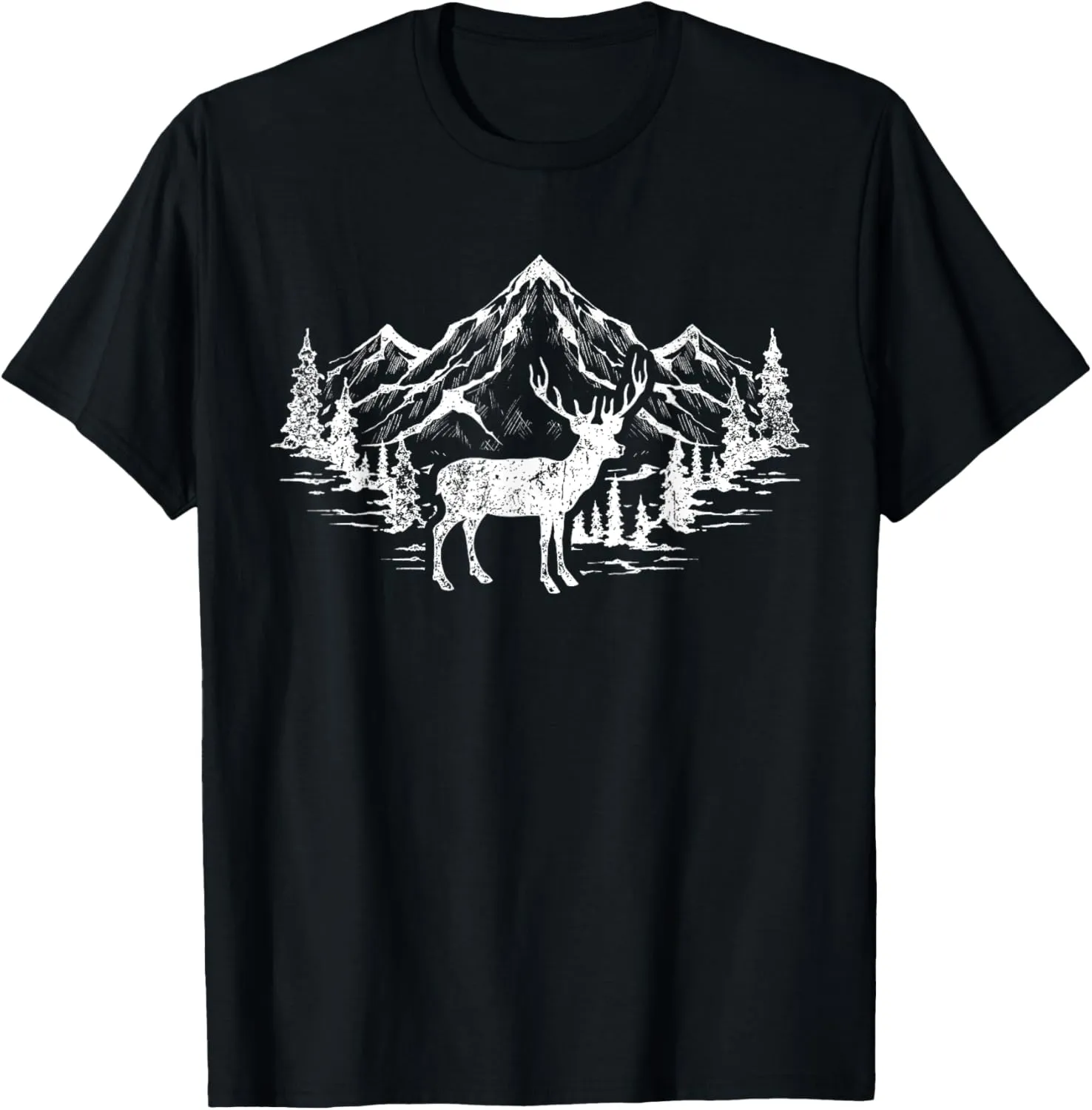 Outdoor Forest Animal Wildlife Mountains Nature Trees Deer T-Shirt