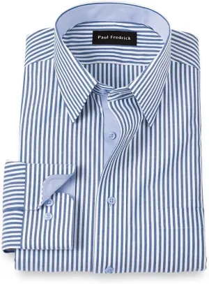Paul Fredrick Men's Classic Fit Comfort Stretch Non-Iron Stripe Dress Shirt