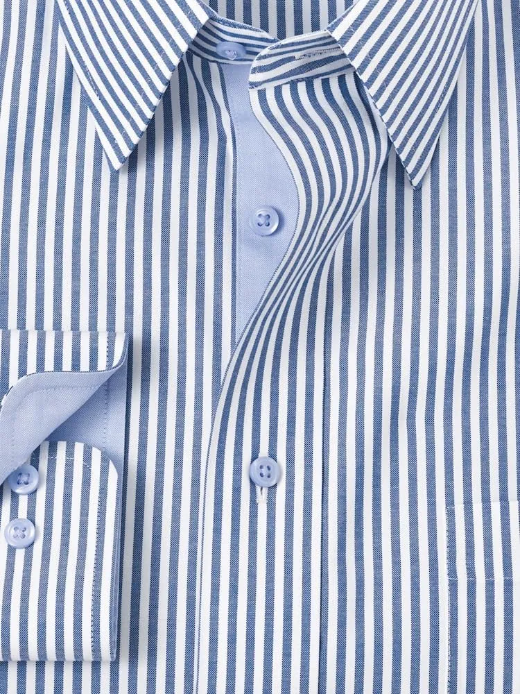 Paul Fredrick Men's Classic Fit Comfort Stretch Non-Iron Stripe Dress Shirt
