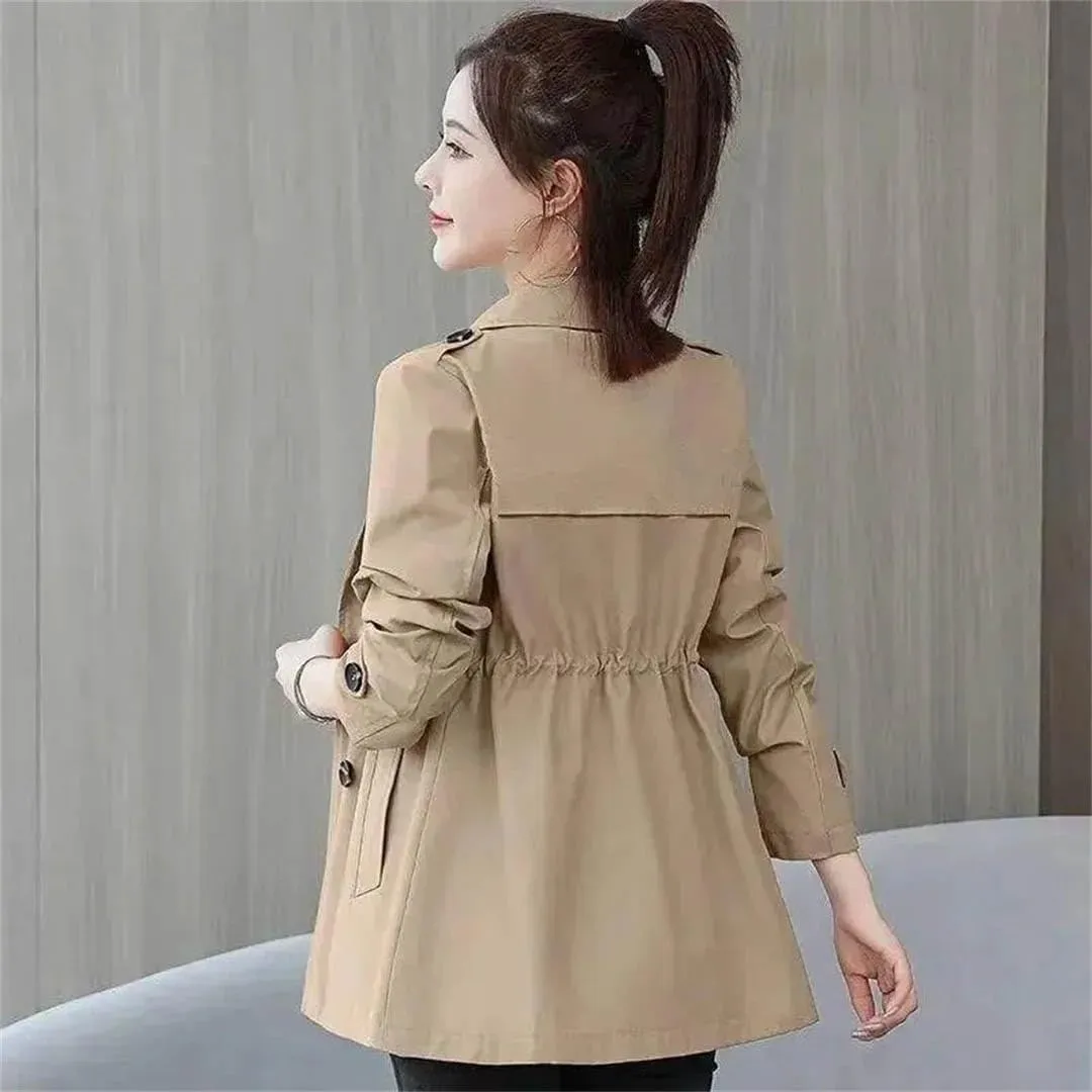Plus Size Women Trench Jacket Short Spring Autumn Winter Fashion Slim Loose Formal Office Work Windbreaker
