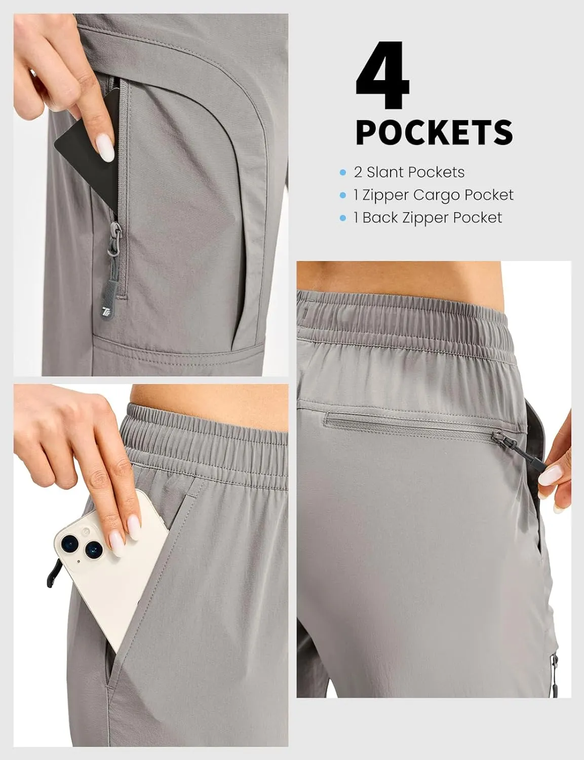 Rdruko Women's Hiking Pants Lightweight Quick Dry Water Resistant Cargo Outdoor Travel Pants Elastic Waist