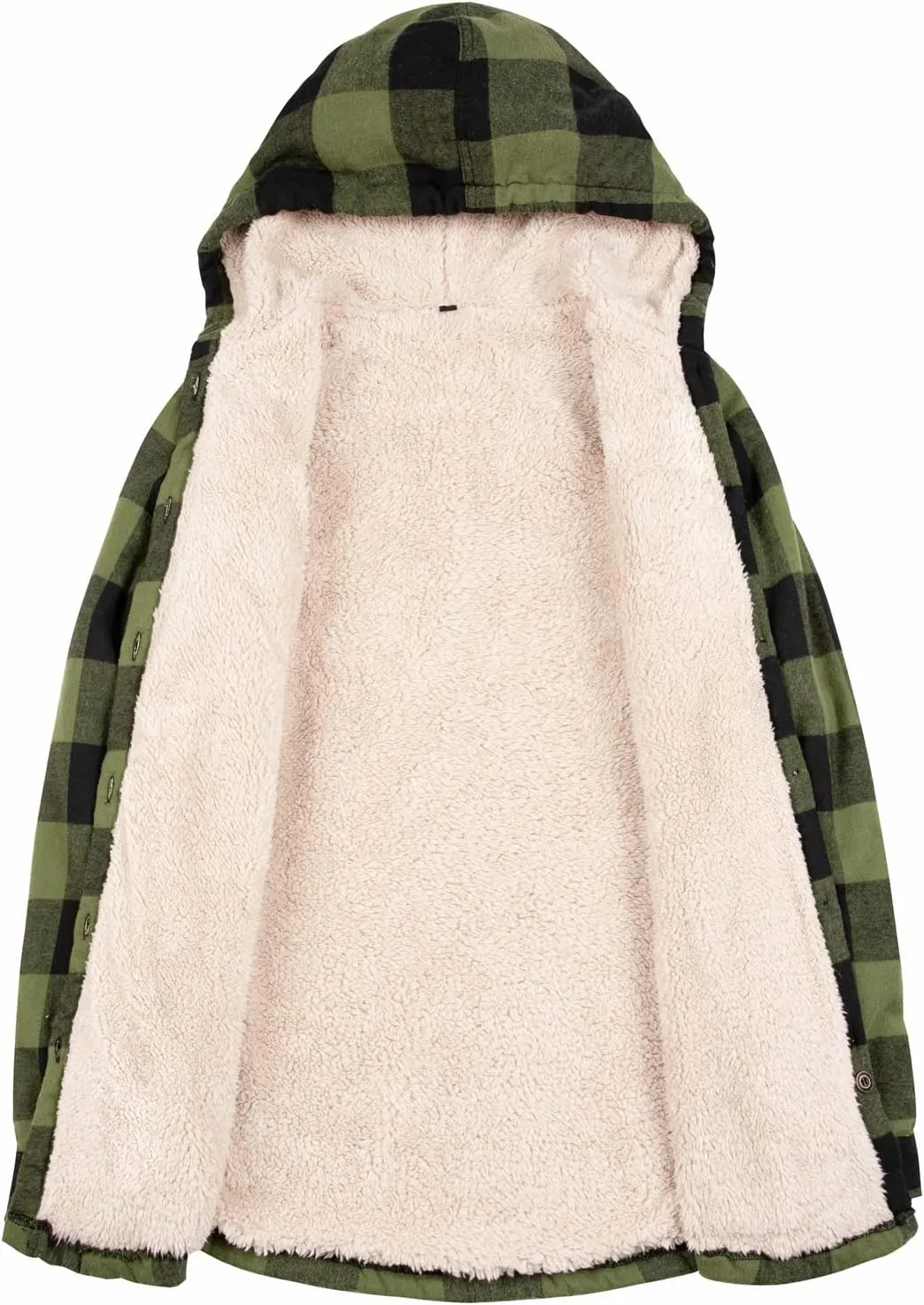 ThCreasa Womens Sherpa Lined Plaid Hooded Flannel Jacket with Hand Pockets Button Down Shirt Jackets