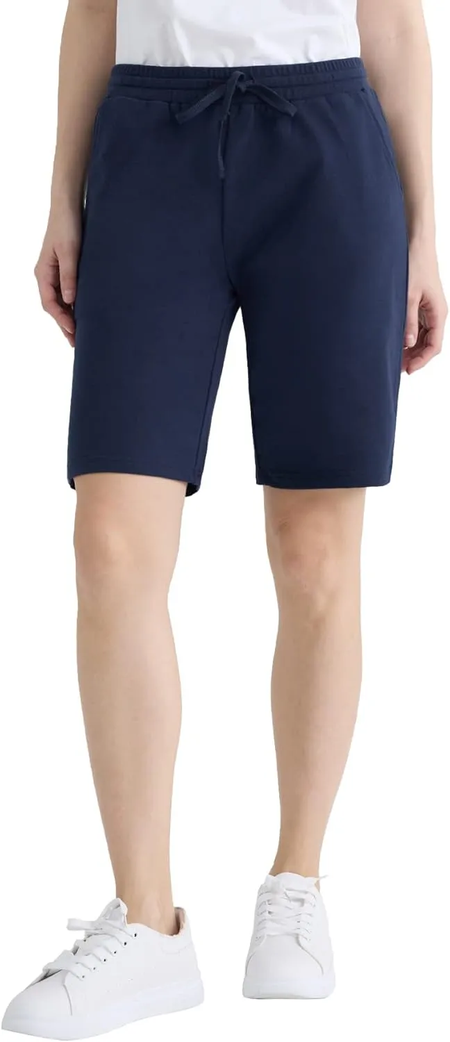 Weintee Women's 9" Inseam Cotton Bermuda Shorts with Pockets 3 Pack