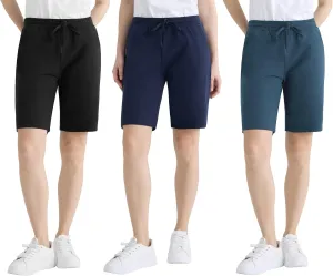 Weintee Women's 9" Inseam Cotton Bermuda Shorts with Pockets 3 Pack
