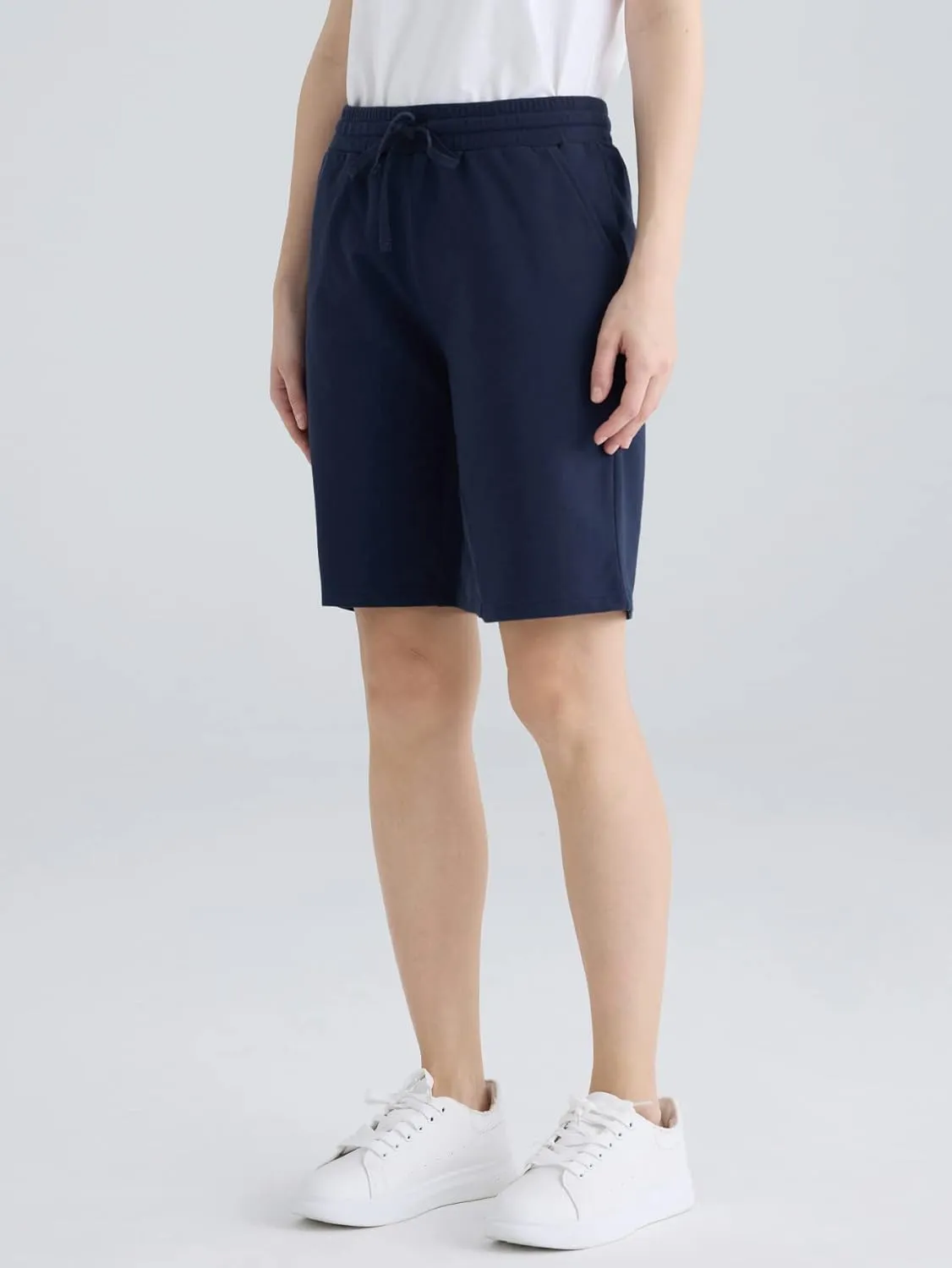 Weintee Women's 9" Inseam Cotton Bermuda Shorts with Pockets 3 Pack