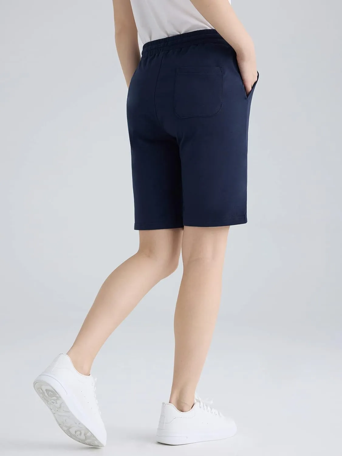 Weintee Women's 9" Inseam Cotton Bermuda Shorts with Pockets 3 Pack