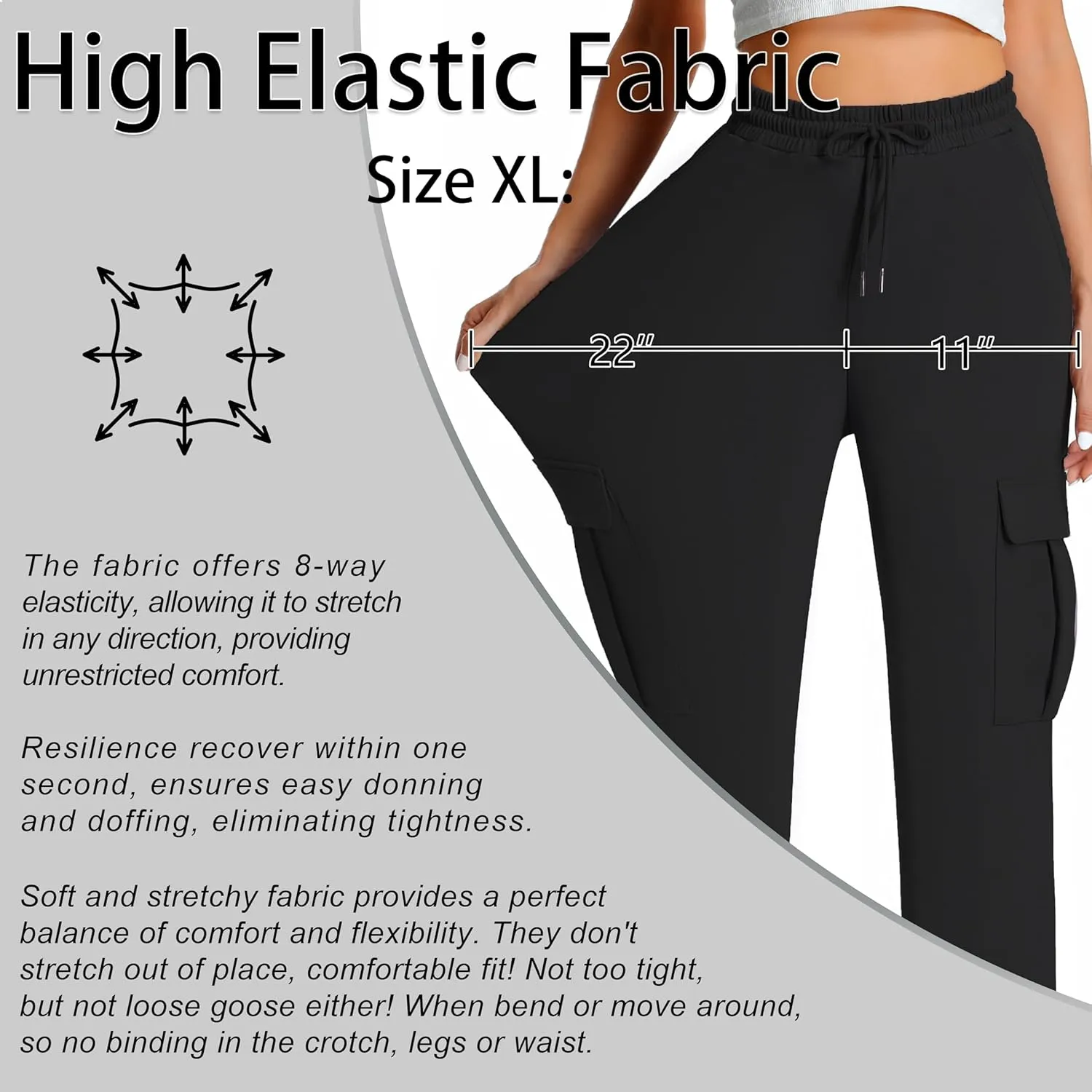 YOYOYOGA Womens Cargo Pants High Waisted Joggers Baggy Drawstring Sweatpants with Pockets Elastic Waist Athletic Pants